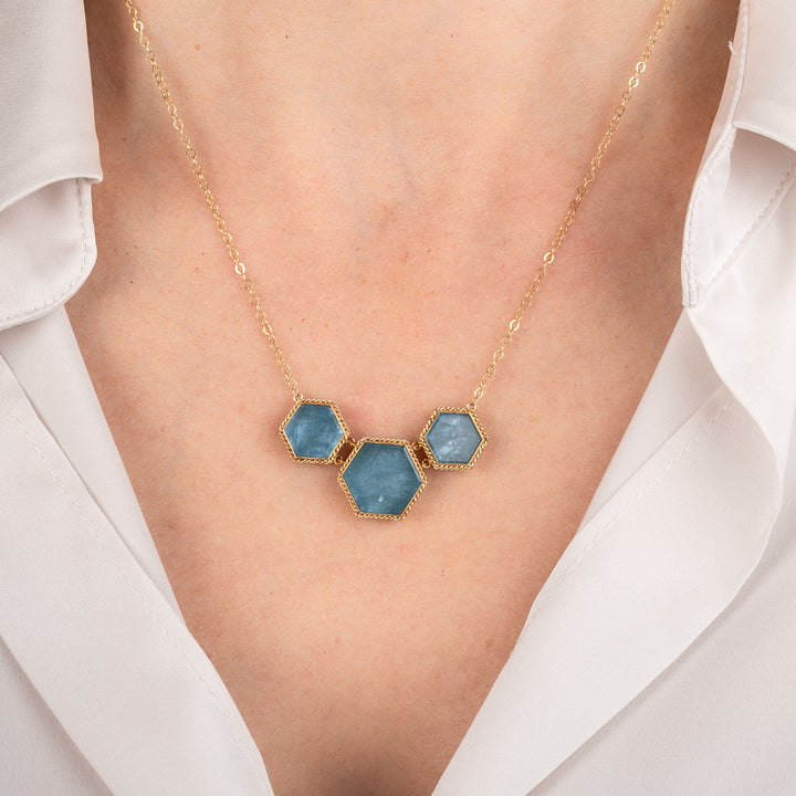 Image for One of a Kind 3-stone Aquamarine Necklace