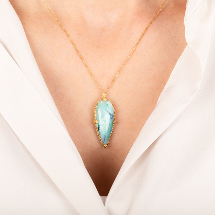 Image for One of a Kind Petrified Wood/Blue Opal Necklace