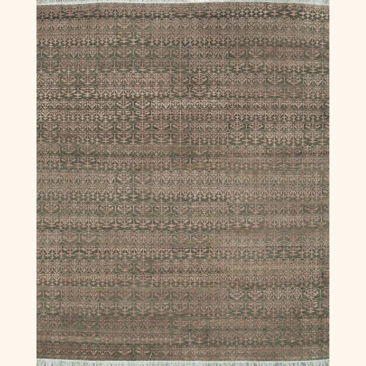 Image for Olive & Pink Transitional Wool Silk Blend Rug - 8' x 10'