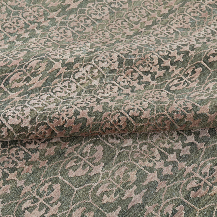 Image for Olive & Pink Transitional Wool Silk Blend Rug - 8' x 10'