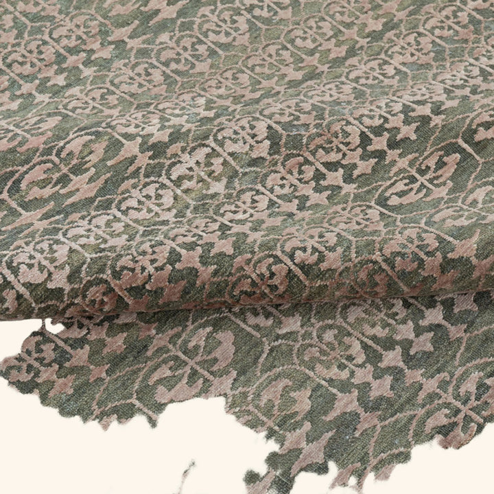 Image for Olive & Pink Transitional Wool Silk Blend Rug - 8' x 10'