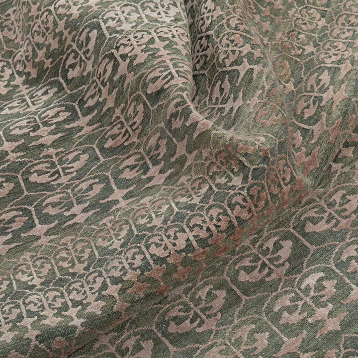 Image for Olive & Pink Transitional Wool Silk Blend Rug - 8' x 10'