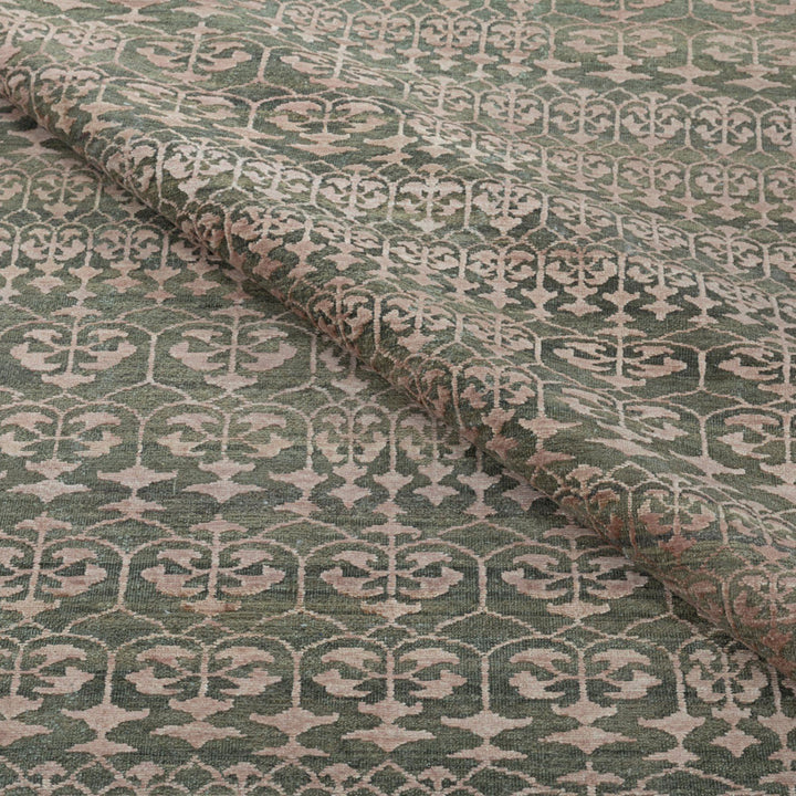 Image for Olive & Pink Transitional Wool Silk Blend Rug - 8' x 10'
