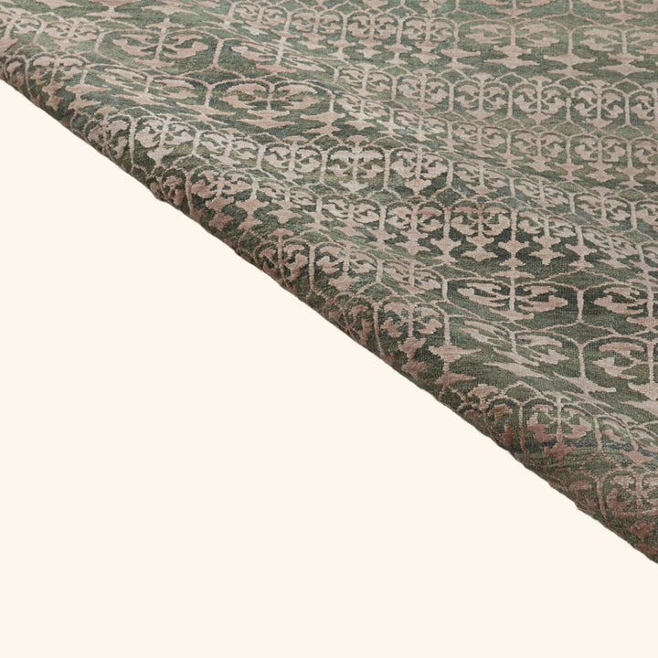 Image for Olive & Pink Transitional Wool Silk Blend Rug - 8' x 10'