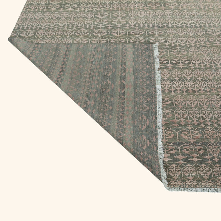 Image for Olive & Pink Transitional Wool Silk Blend Rug - 8' x 10'