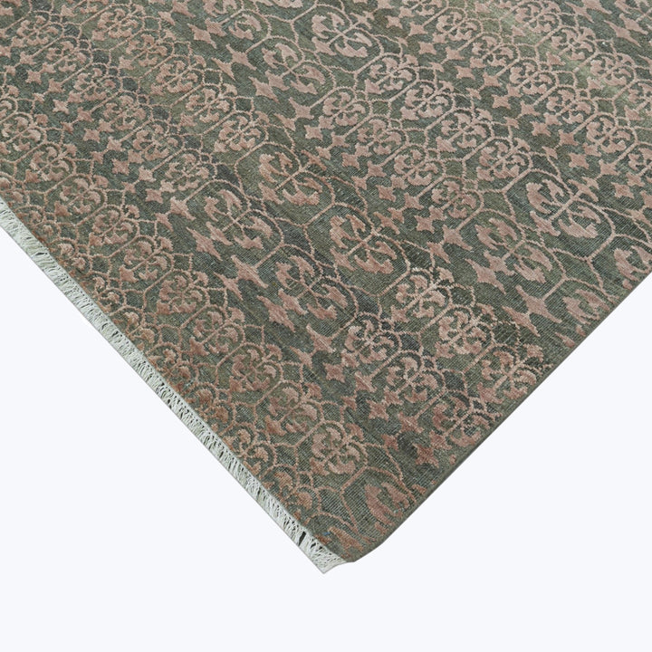 Image for Olive & Pink Transitional Wool Silk Blend Rug - 8' x 10'