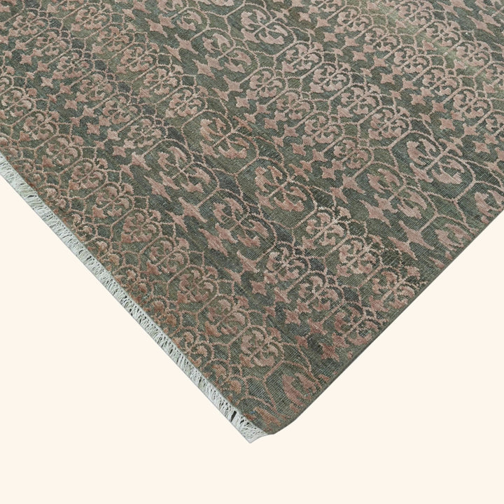 Image for Olive & Pink Transitional Wool Silk Blend Rug - 8' x 10'