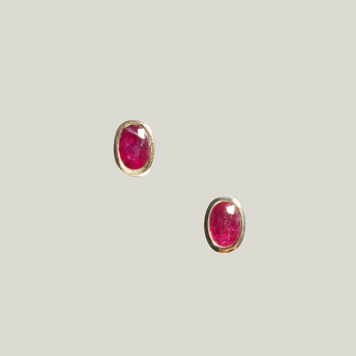 Image for Ruby Stud Earrings 18k yg bezel set 1.2 ctw