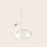 Image for Hand-Painted Glass Swan Ornament with Glitter