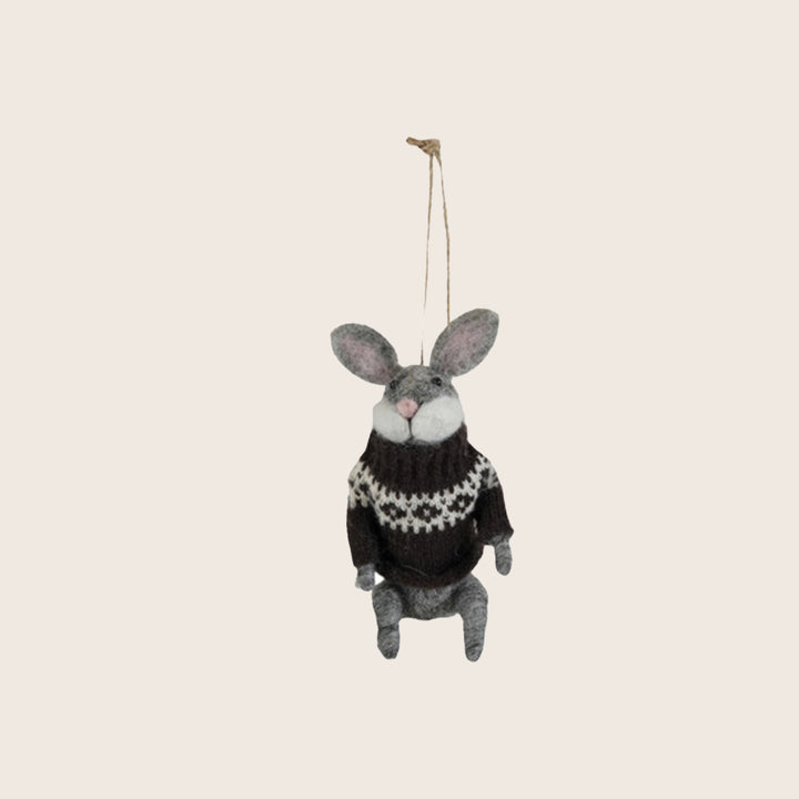 Image for Wool Felt Animal in Sweater Ornament, Assorted