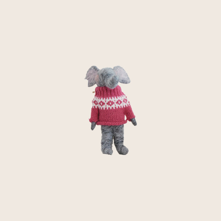 Image for Wool Felt Animal in Sweater Ornament, Assorted