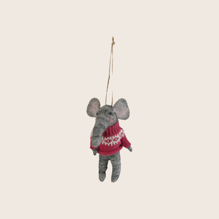 Image for Wool Felt Animal in Sweater Ornament, Assorted