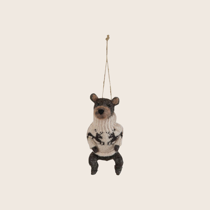 Image for Wool Felt Animal in Sweater Ornament, Assorted