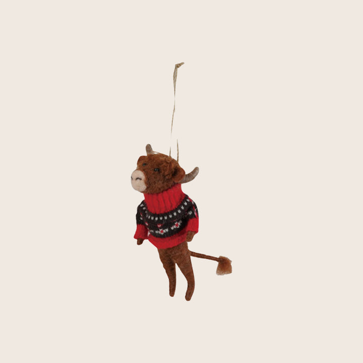 Image for Wool Felt Animal in Sweater Ornament, Assorted