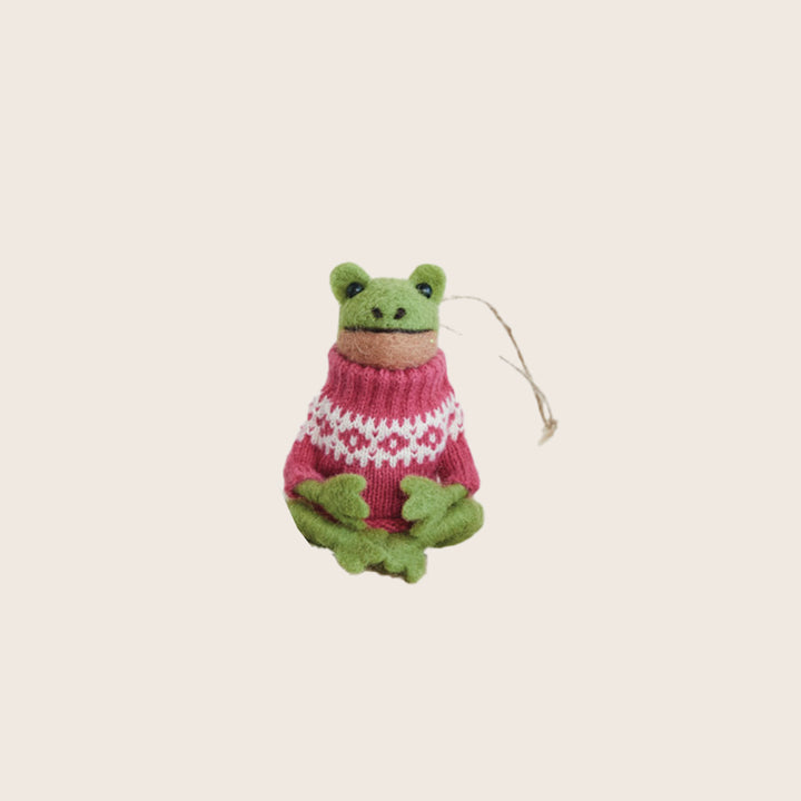 Image for Wool Felt Animal in Sweater Ornament, Assorted