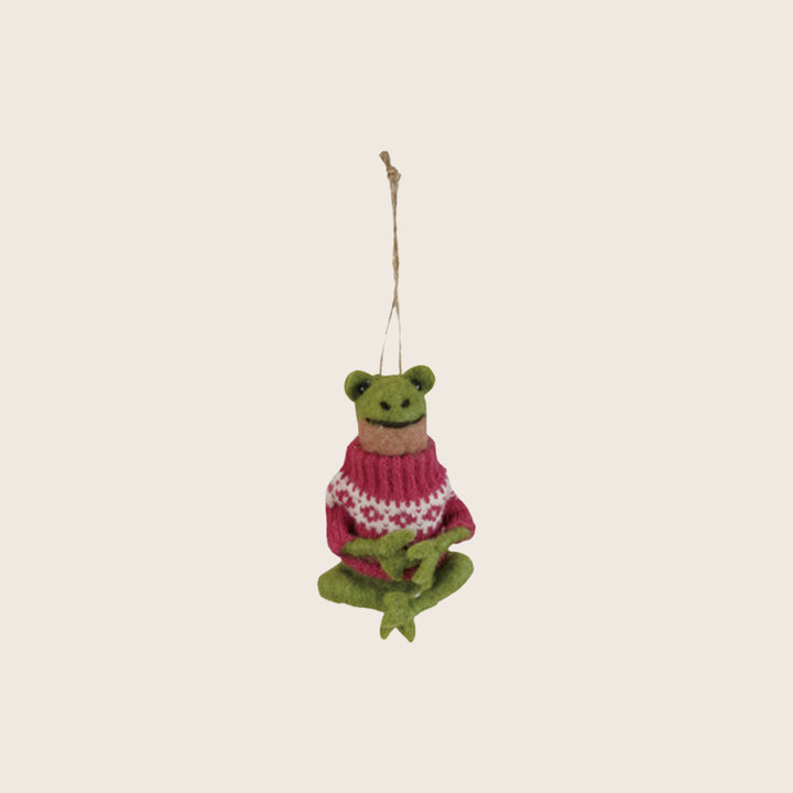 Image for Wool Felt Animal in Sweater Ornament, Assorted