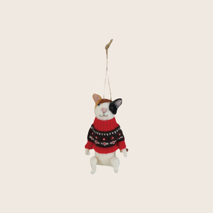 Image for Wool Felt Animal in Sweater Ornament, Assorted