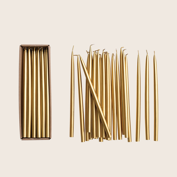 Image for Boxed Thin Gold Taper Candles