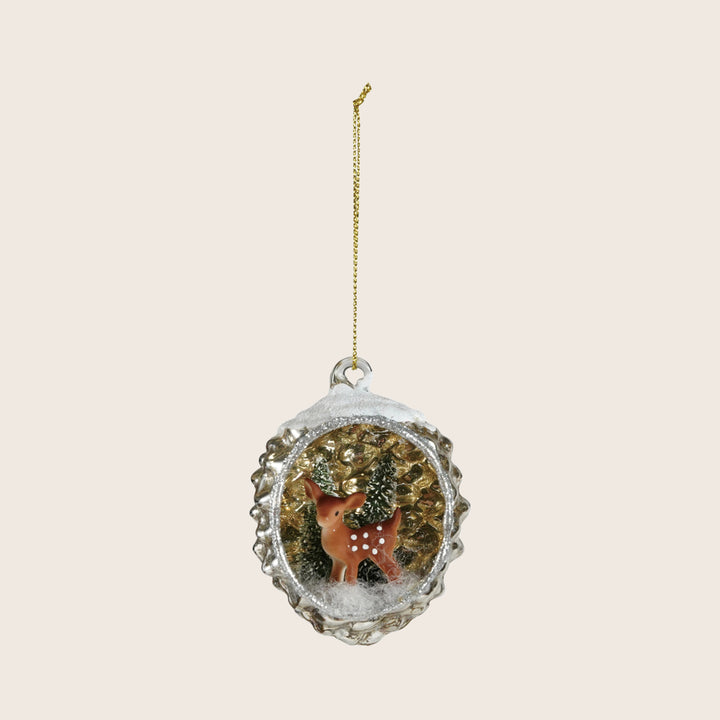 Image for Glass Deer Diorama Ornament