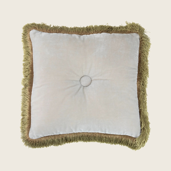 Image for Silk Velvet Button Fringe Pillow