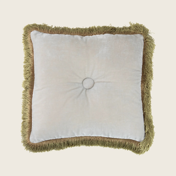 Silk Velvet Button Fringe Pillow