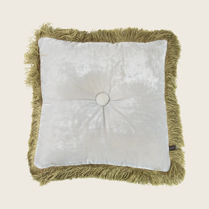 Silk Velvet Button Fringe Pillow
