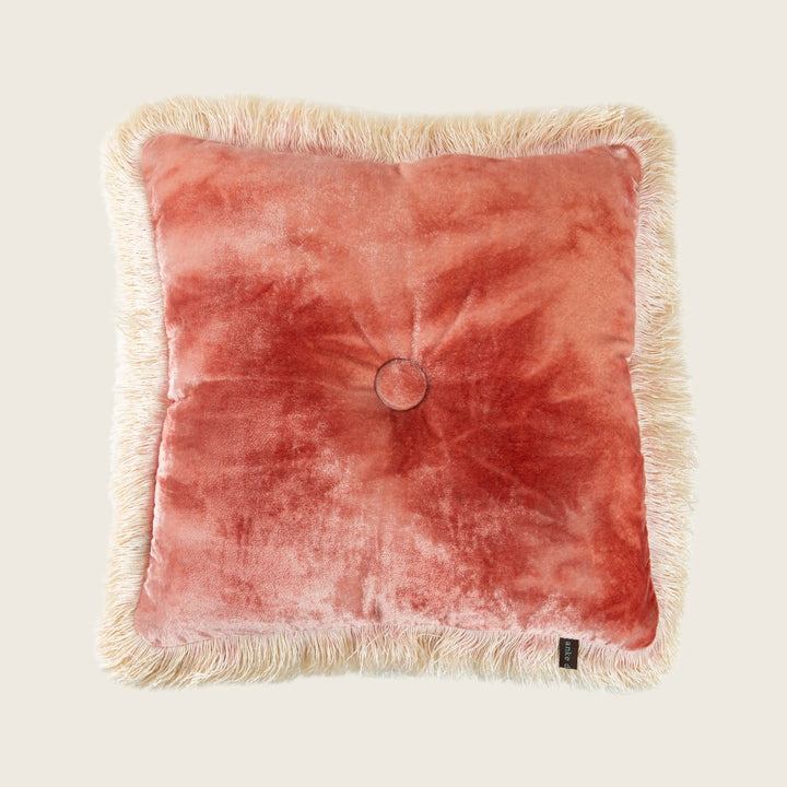 Image for Silk Velvet Button Fringe Pillow
