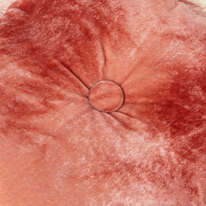 Silk Velvet Button Fringe Pillow