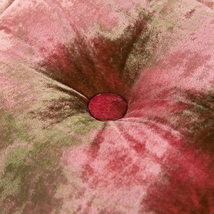 Silk Velvet Button Fringe Pillow