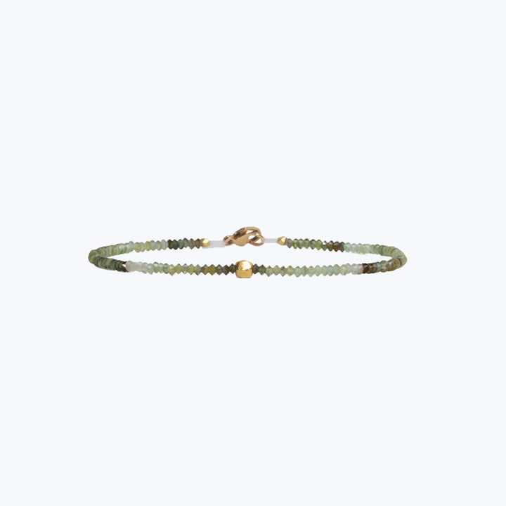 Image for Green Tourmaline + 18Kt Hexagon Beaded Bracelet MS 426