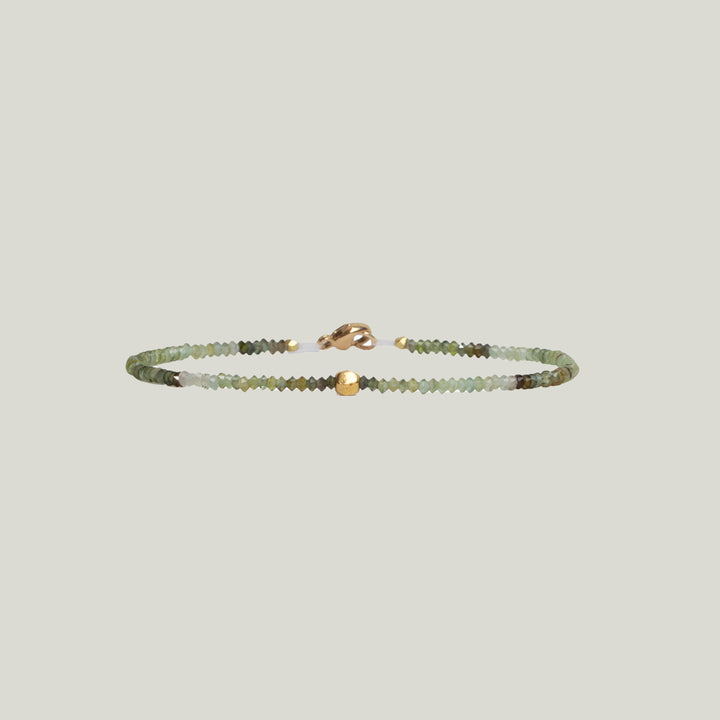 Image for Green Tourmaline + 18Kt Hexagon Beaded Bracelet MS 426