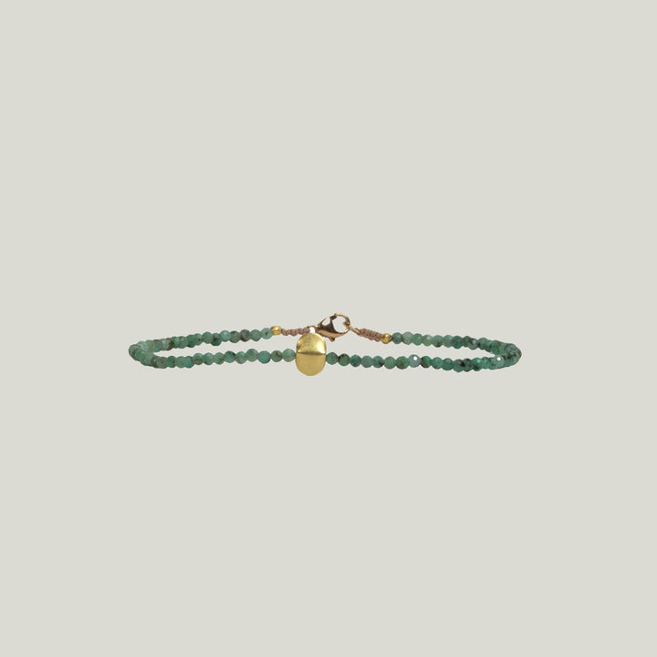 Image for Emerald + 18Kt Flat Oval Beaded Bracelet MS 426
