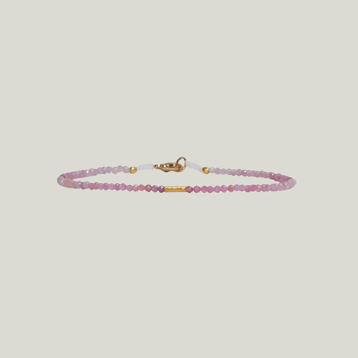 Image for Ruby + 18Kt Tube Beaded Bracelet MS 426