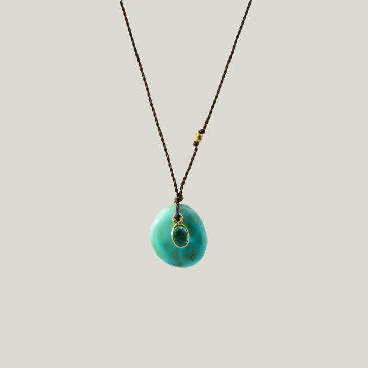 Image for Turquoise + Emerald Sandpiper Necklace MS 426