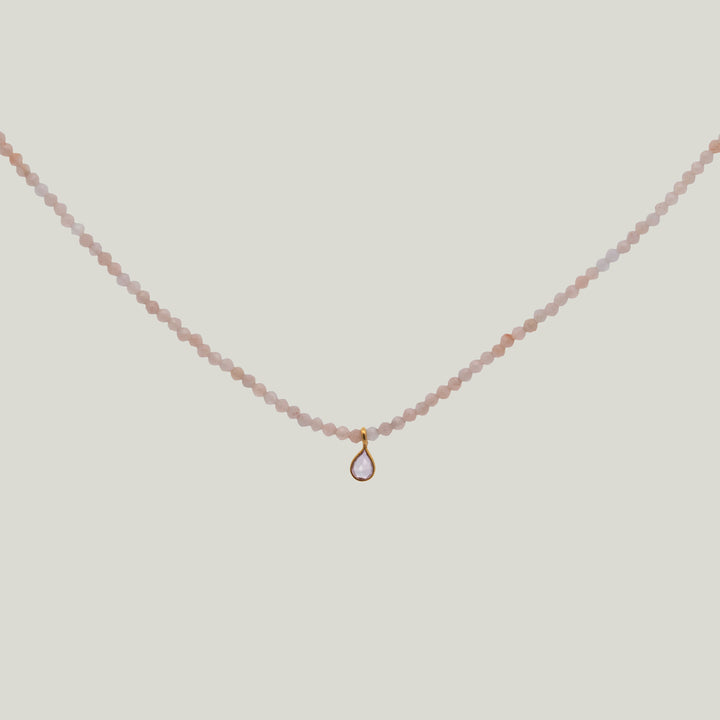 Image for Peach Moonstone + Sapphire Dove Necklace MS 426