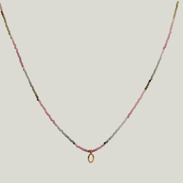Image for Watermelon Tourmaline + Sapphire Dove Necklace MS 426
