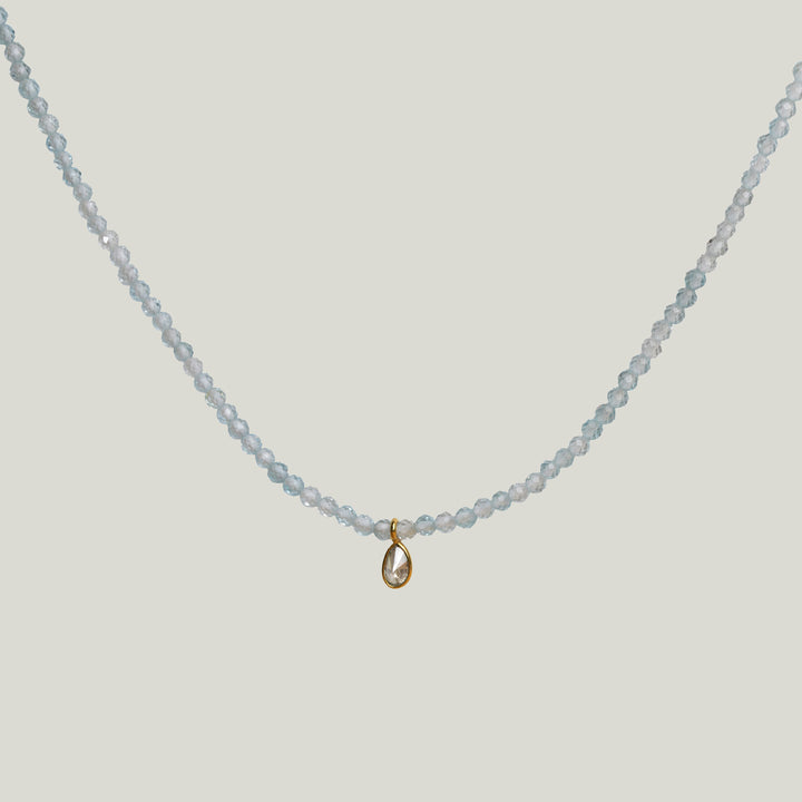 Image for Blue Topaz + Diamond Dove Necklace MS 426