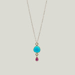 Image for Sleeping Beauty Turquoise + Ruby 18kt + 14 Kt Chain Kingfisher Necklace MS 426
