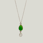 Image for Chrome Diopside + Diamond Slice 18kt + 14 Kt Chain Kingfisher Necklace MS 426