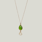 Image for Chrome Diopside + Diamond Slice 18kt + 14 Kt Chain Kingfisher Necklace MS 2 426A