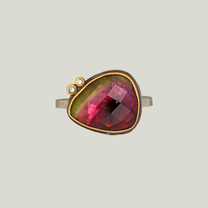 Rosecut Watermelon Tourmaline Ring