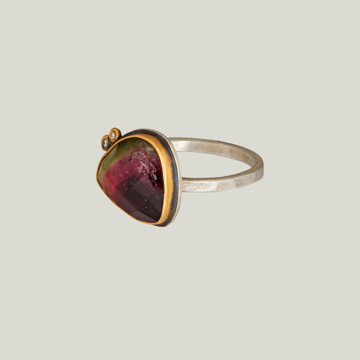 Rosecut Watermelon Tourmaline Ring