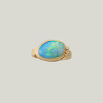 Image for Opal gold ring, 22k bezel, 18ky band, 3 diamonds