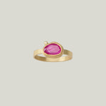Image for Rosecut ruby gold ring, 22k bezel, 18ky band, 1 diamond