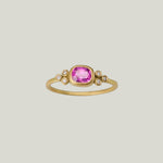 Image for Rosecut pink sapphire gold ring, 22k bezel, 18ky band, 6 diamonds