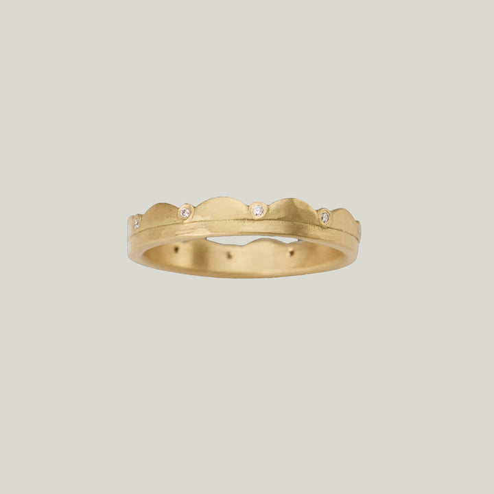 Image for 18ky gold diamond side scalloped band