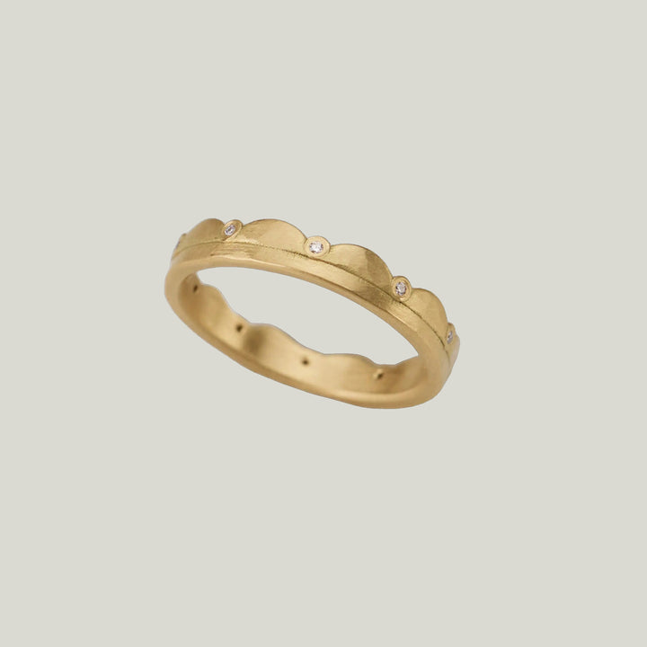 Image for 18ky gold diamond side scalloped band