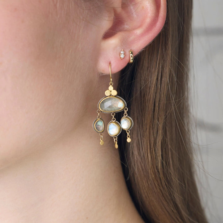 Image for Rosecut labradorite chandelier earring, 22k bezel, 18k earwire