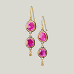 Image for Rosecut ruby double drop earring, 22k bezel, 18k earwire