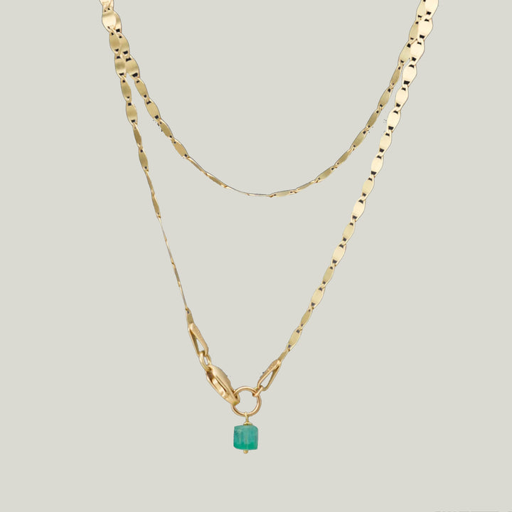 Image for 14k flat chain with emerald charm